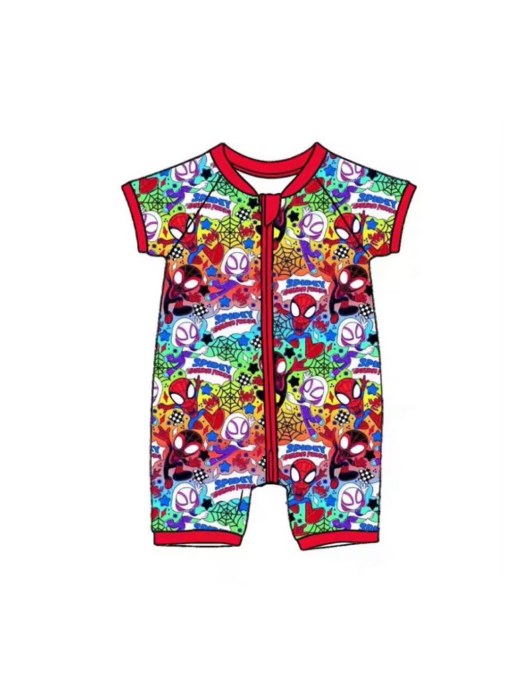 BAMBOO Red Multicolor Spider Hero Kids shortie
